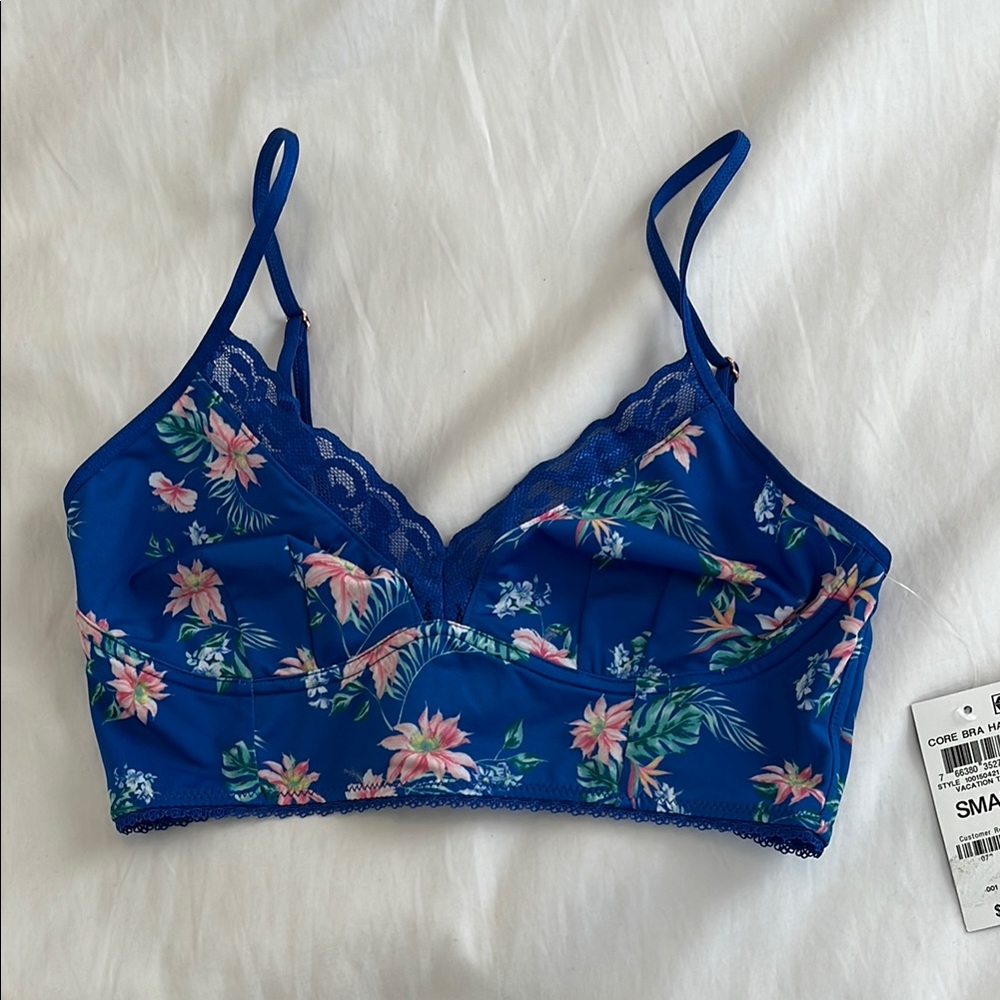 Inc. Floral Blue Lace Bralette